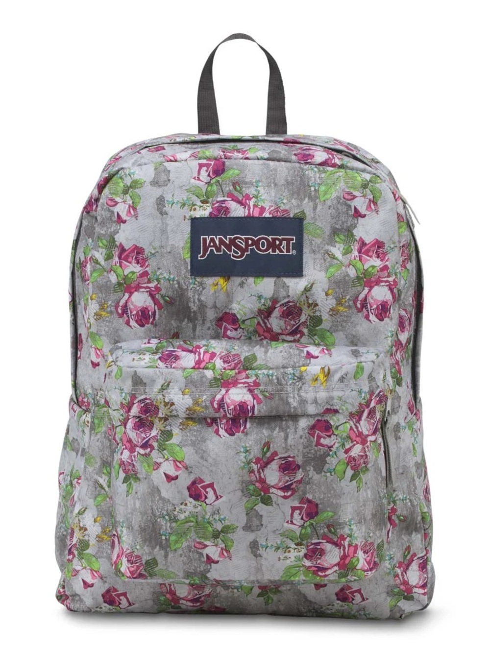 Jansport Gray Backpack with Pink Floral Print